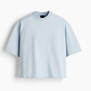 Custom Logo Drop Shoulder Streetwear Boxy Oversized Vintage Heavyweight Cotton Acid Wash Print Plus Size <b>Men</b> T Shirt - Product Image 3
