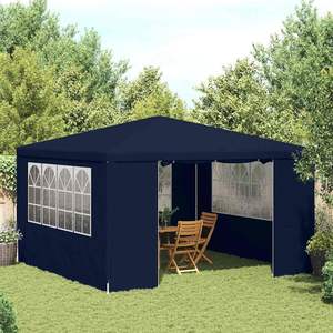 Grande Tenda Pieghevole per Feste in Polietilene Blu e Acciaio per Matrimoni ed Eventi - Product Image 1