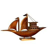 Bateau en bois artisanal « Espoir » – Pièce maîtresse de qualité supérieure, fait main, pour décoration de table et d'intérieur, finition naturelle