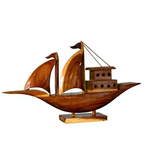 Barco de la Esperanza de Madera Hecho a Mano, Pieza Decorativa Premium Artesanal para Mesa, Decoración del Hogar para Sala de Estar, Acabado Natural - Product Image 1