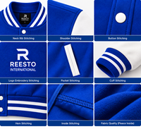 Veste de baseball varsity en laine pour homme, manches en cuir, patch en chenille, logo personnalisé, poignets côtelés rayés, veste bomber pour homme