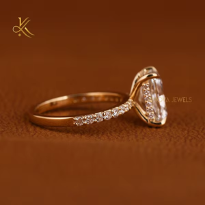 แหวนแต่งงานเพชรเลี้ยงในห้องปฏิบัติการแบบคลาสสิก ชุบทอง 10K 18K ระยิบระยับ สง่างาม แหวนคู่ ดีไซน์เหนือกาลเวลา ของขวัญที่สมบูรณ์แบบ - Product Image 4