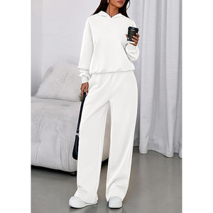 Conjunto de Sudadera con Capucha Oversize y Pantalones Anchos de Felpa para Mujer, Chándal Casual de 2 Piezas, Ropa de Estar por Casa - Product Image 5
