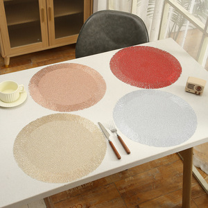 Manteles Individuales Redondos Dorados Tabletex para <span class=keywords><strong>Mesa</strong></span> de Comedor, Manteles Individuales Metálicos de <span class=keywords><strong>Vinilo</strong></span> Prensado, Manteles para Decoración de Bodas y Fiestas - Product Image 1