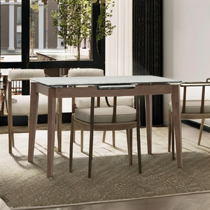 Modern Extendable Dining <b>Table</b> with High Pressure Laminated <b>Marble</b> <b>Top</b> Solid Wood Legs for Apartment & Home Dining Furniture - Product Image 1
