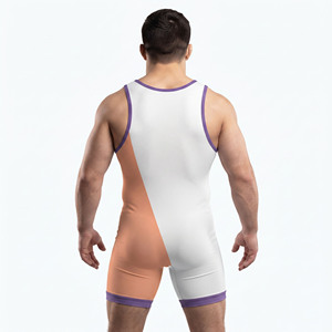 Combinaison de lutte pour homme avec logo personnalisé, vêtements de sport compressifs pour homme, maillot de lutte pour homme, uniforme de lutte à col rond pour homme - Product Image 2