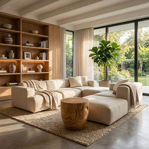 Taburete Otomano Kala Exotic de Madera Maciza de Suar con Acabado Miel, Diseño Escultural Moderno y Orgánico de Primera Calidad para Sala de Estar, No Plegable - Product Image 3