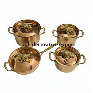 Juego de Utensilios de Cocina de Acero Inoxidable con Acabado de Cobre Martillado a Mano, Diseño Europeo, 4 Piezas, Calidad Profesional, Ecológico, para Gas - Product Image 3