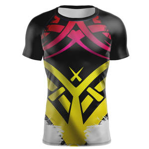 เสื้อยืดออกกำลังกายผู้ชายแบบรัดรูปสั่งทำขายส่ง เนื้อผ้าโพลีเอสเตอร์ผสมสแปนเด็กซ์ เสื้อฟิตเนสแขนสั้น - Product Image 5