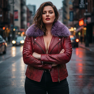 แจ็กเก็ตหนังงูหลามสำหรับผู้หญิงแจ็คเก็ตหนังสไตล์นักขี่จักรยาน, แจ็คเก็ตแฟชั่นสไตล์สตรีทแวร์ระบายอากาศได้ดีสำหรับฤดูหนาว - Product Image 2