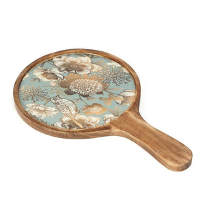 Bandeja Redonda de Madera Hecha a Mano para Servir Pan Plano, Tabla para Cortar Pizza, Bandeja de Presentación para Queso y Aperitivos, Decorativa - Product Image 1