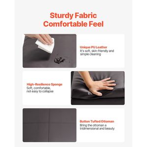 Pouf da Caffè Quadrato da 28 Pollici con Bottoni Trapuntati, in Pelle PU, con Contenitore e Design a Coperchio Ribaltabile - Product Image 6