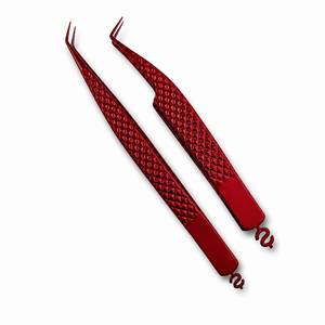 Morje Surgical Red Stainless Steel 10mm Eyelash Tweezers with Smooth Tip Precision Grip for Lash Extension Application - Product Image 5