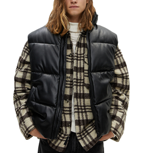 Gilet matelassé bordeaux pour homme à col montant, fermeture éclair, coupe-vent, décontracté, pour l'hiver - Product Image 5