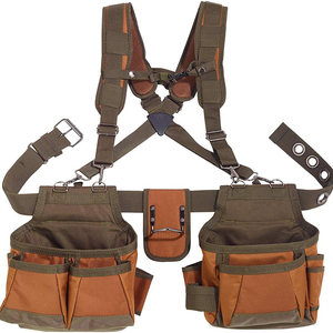 Adjustable Waist Tool Bag With 10-14 Pockets Multi-Function Tool Storage Belt For Universal Use Black Polyester Lining - Product Image 2
