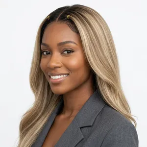 Extensions de cheveux humains lisses longs blond cendré ombré à clipser, Remy, double épaisseur, densité 100%, pour tête entière - Product Image 5