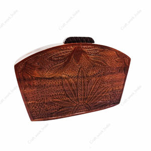 Handcrafted Leaf Carved Wooden Clutch <b>Bag</b> <b>for</b> <b>Women</b> Designer Evening Party Wedding Statement Hard Case Wooden Purse - Product Image 2