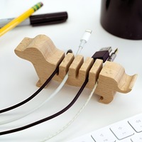 Organizador de Cables de Madera Natural Popular para el Hogar y la Oficina, Organizador de Cables Simple para Escritorio