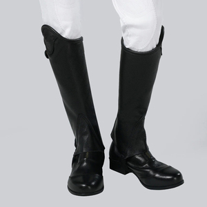 Bottes d'équitation en cuir noir avec fermeture à pression latérale pour usage équestre, haute qualité, 100% cuir, style western, pour courses hippiques. - Product Image 3