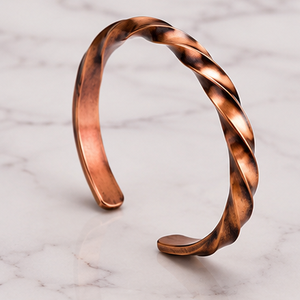 Luxury Twisted Swirl Embossed Pure Copper Bangle Wristlet Magnetic Pure Copper Bracelet Exquisite Metal Jewelry - Product Image 1