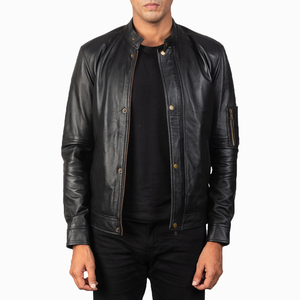 Nayab Industries Unisex Black Genuine Leather Vintage Streetwear Casual Slim Fit Waterproof Windproof Winter Moto <b>Biker</b> <b>Jacket</b> - Product Image 2