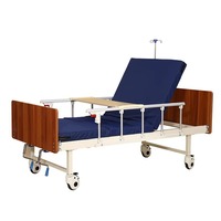 Lit médical Givisen pour soins à domicile - 2 manivelles, réglage manuel du dossier et du repose-jambes, table à manger, poteau porte-perfusion, roulettes silencieuses, freins, déplacement facile
