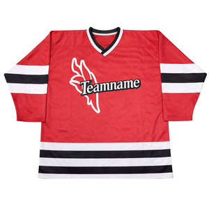 Maillot de hockey sur glace personnalisé rouge par sublimation, uniforme de hockey professionnel respirant, maillot de hockey athlétique pour homme, équipement d'équipe prêt pour le match - Product Image 1