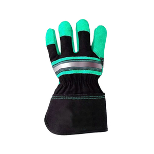 Anti-Slip Safety <b>Gloves</b> Leather Green Black Safety Cuff Elastic Wristband Flexible Breathable Textured Fingertips General - Product Image 4