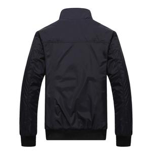 Chaqueta Bomber Gris para Hombre, Cuello Alto, Cierre de Cremallera, Color Sólido Informal, Manga Regular, Corte Ajustado, Ropa de Otoño - Product Image 5