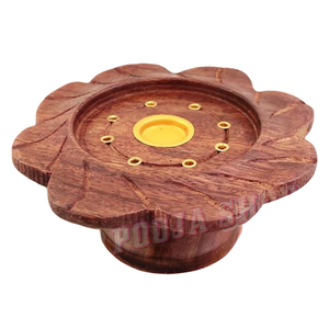 Support de brûleur d'encens en bois fait main avec finition bois pour la décoration intérieure, support pour bâtonnets d'encens et cire aromatique - Product Image 1
