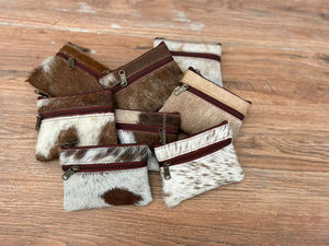 Monedero de piel auténtica hecho a mano con pelo oculto, monedero ovalado, tarjetero, funda con estilo occidental, bonita cartera ovalada pequeña - Product Image 4