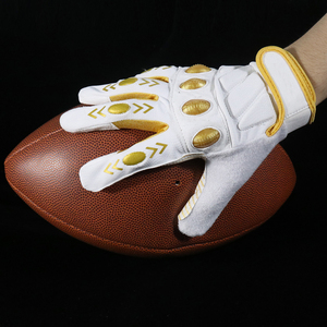 Guantes de fútbol americano deportivos de dedo completo, palma de cuero sintético con revestimiento de silicona, antideslizantes, unisex, para todas las estaciones - Product Image 3