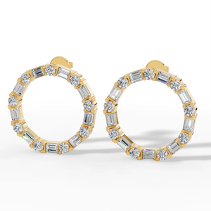 Pendientes de Aro/Huggie de Oro de 18K con Diamantes Cultivados en Laboratorio |   36 Piezas de Joyería Fina de Lujo con Corte Baguette, Regalo de Boda para Mujer - Product Image 1
