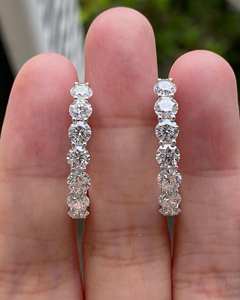 Boucles d'oreilles créoles classiques de luxe en diamant de laboratoire, or massif taillé, grandes créoles éternité pour femme, bijoux fins de mariage - Product Image 3