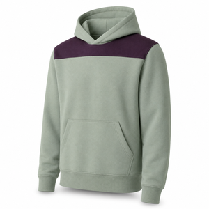 Sweat à capuche épais vert sauge personnalisé pour homme, avec épaulettes plumées, en molleton de coton, style streetwear, avec poche, respirant, hiver, OEM ODM - Product Image 3