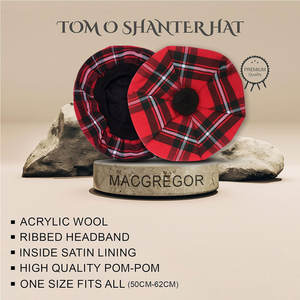 Chapeau écossais en laine à pompons, motif tartan, style Tam o' Shanter, bonnet des Highlands personnalisé, vente en gros - Product Image 2