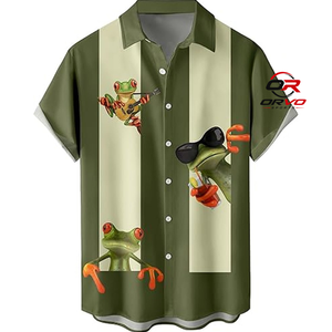 ORVO Sports <b>Men</b> Hawaiian <b>Shirt</b> Knitted 100% Polyester 140g Short Sleeve Turn Collar Parrot Print Casual Summer <b>Beach</b> Wear - Product Image 3