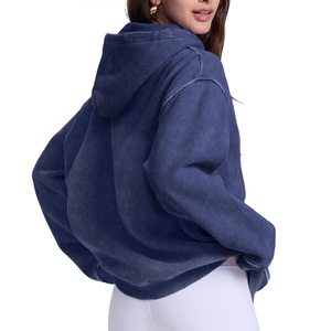 Sweats à capuche pour femmes à séchage rapide et respirants, effet délavé, avec logo personnalisé, en maille respirante, faible MOQ, sur mesure - Product Image 2