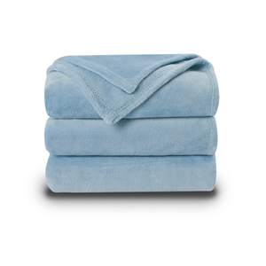 Plaid en polaire tricoté de qualité supérieure, style uni, taille Queen - Product Image 1