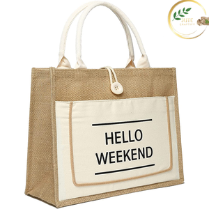 Durable Jute Canvas Laptop Bag with Padded Compartment and <b>Adjustable</b> Strap - Product Image 2