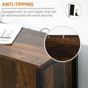 Rustic Brown Industrial <b>Sideboard</b> Buffet Cabinet with Adjustable Oak Shelves for Villa <b>Kitchen</b> or Coffee Bar Use - Product Image 6