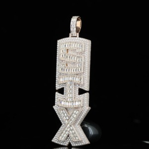 Vertical Letter Custom VVS Moissanite Name <b>Pendant</b> For Men Hip Hop Style Fully Iced Out <b>Initial</b> Chain <b>Pendant</b> Pass Diamond Test - Product Image 3