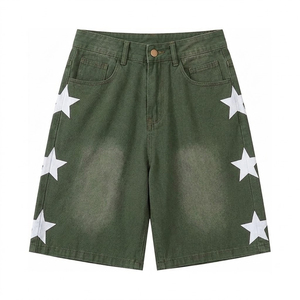Shorts de mezclilla con parches de estrellas estilo streetwear - Proveedor mayorista OEM ODM de shorts de mezclilla azules lavados de talla grande - Product Image 5