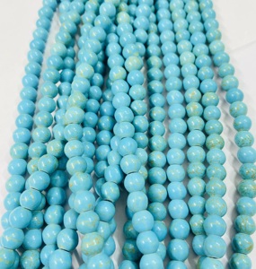 Perles rondes en turquoise de qualité supérieure, provenant de l'usine Rare Gems, certifiées par un tiers du Rajasthan, pour la fabrication de bijoux, longueur de 15,5 pouces. - Product Image 5
