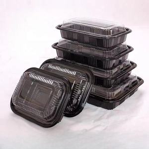 Boîte alimentaire jetable en plastique à 1, 2 ou 4 compartiments avec couvercle, noire, pour plats à emporter, préparation de repas, emballage alimentaire - Product Image 6
