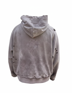 Sudadera con capucha extragrande para hombre, personalizada, de algodón 100% de 500 g/m², con lavado ácido y efecto desgastado en toda la prenda, fabricación al por mayor de lujo. - Product Image 4