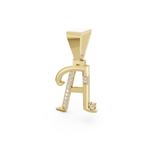Colgante Personalizado con Inicial 'A' en Diamante Cultivado en Laboratorio, Certificado IGI, Oro de 14K, Letra 'A' Curva en Serif, Estilo Aarinya - Product Image 5