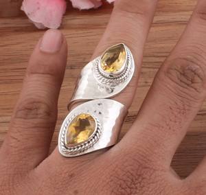 แหวนเงินแท้ 925 ประดับพลอยเทอร์ควอยซ์สีเหลืองธรรมชาติ ทรงเหลี่ยมเจียระไน ประดับพลอยประจำเดือนพฤศจิกายน ขายส่ง - Product Image 3
