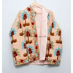 Chaqueta de algodón cotrize hecha a mano, ecológica, de estilo playero, para invierno, informal, para mujer, con cierre de botones y bordado floral. - Product Image 6