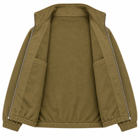 Veste en molleton unisexe unie vert olive, coupe ample, avec fermeture éclair et col montant, vêtement d'extérieur décontracté pour l'automne et l'hiver